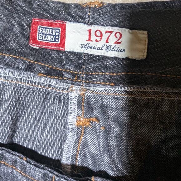 Vtg Y2K Faded Glory Black Ultra Wide Leg Mid Rise Cropped Denim Jeans Sz 12 - Picture 4 of 4